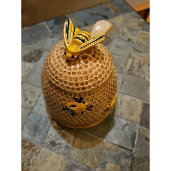 Other - Retro Arnel's Honey Bee Hive Pot with Lid & Spoon VTG Jar